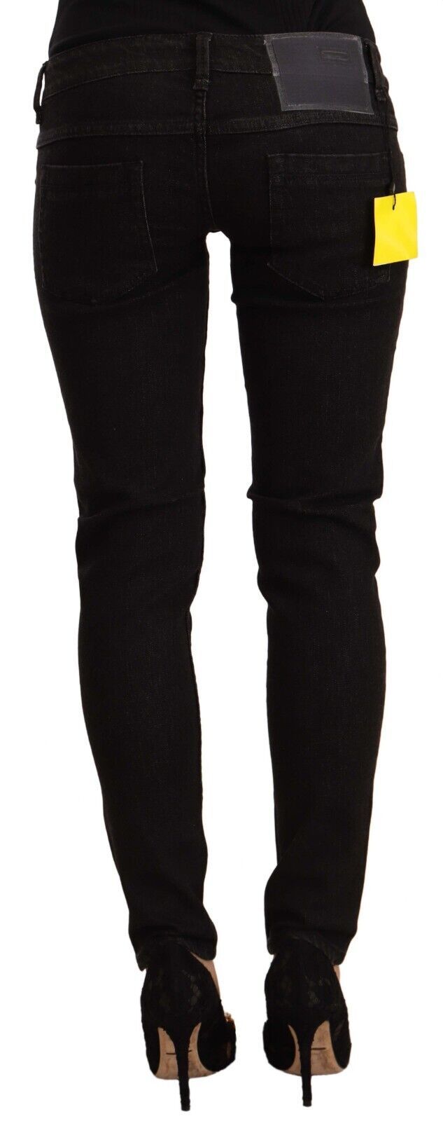 Acht Black Cotton Low Waist Skinny Denim Jeans