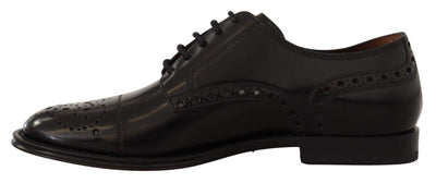Dolce & Gabbana Black Leather Wingtip  Formal Derby Shoes #men, Black, Dolce & Gabbana, EU39/US6, feed-1, Formal - Men - Shoes at SEYMAYKA