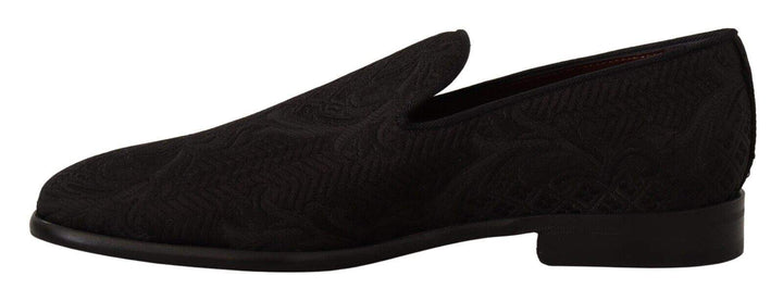 Dolce & Gabbana Black Floral Brocade Slippers Loafers Shoes #men, Black, Dolce & Gabbana, EU39/US6, feed-1, Loafers - Men - Shoes at SEYMAYKA
