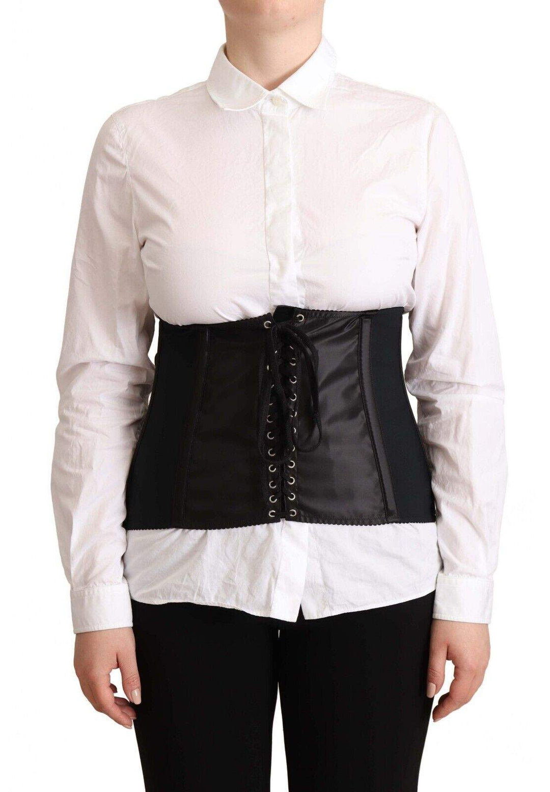 Dolce & Gabbana Black Corset Belt Stretch Waist Strap Top Black, Dolce & Gabbana, feed-1, IT42|M, IT44|L, Tops & T-Shirts - Women - Clothing at SEYMAYKA