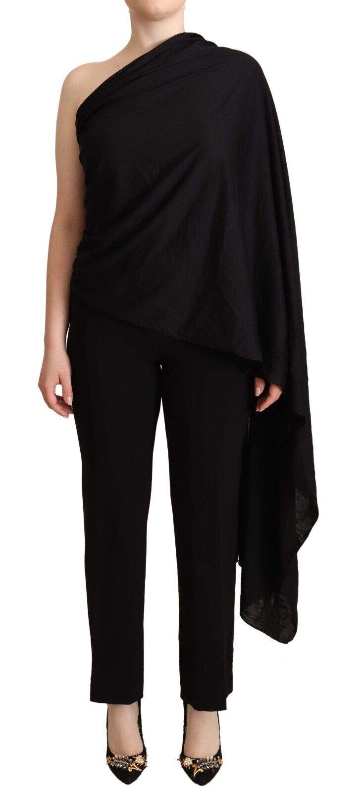 Dolce & Gabbana Black Wool Knit One Shoulder Long Sleeves Top Black, Dolce & Gabbana, feed-1, IT38|XS, IT40|S, IT42|M, IT44|L, Tops & T-Shirts - Women - Clothing at SEYMAYKA