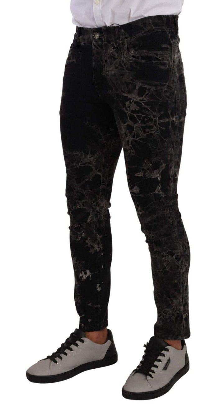 Dolce & Gabbana Black Patterned Skinny Slim Fit Jeans #men, Black and Gray, Dolce & Gabbana, feed-1, IT48 | M, Jeans & Pants - Men - Clothing at SEYMAYKA