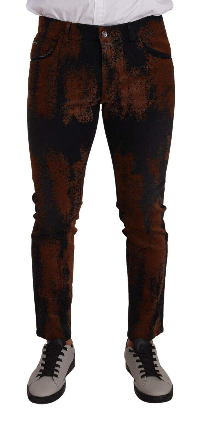 Dolce & Gabbana Black Brown Tie Dye Cotton Skinny Denim Jeans #men, Black and Brown, Dolce & Gabbana, feed-1, IT48 | M, Jeans & Pants - Men - Clothing at SEYMAYKA