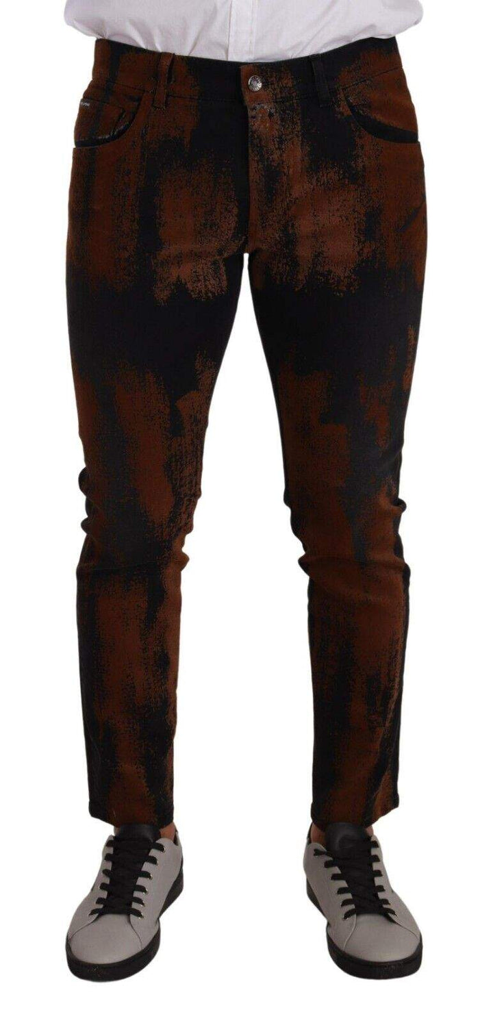 Dolce & Gabbana Black Brown Tie Dye Cotton Skinny Denim Jeans #men, Black and Brown, Dolce & Gabbana, feed-1, IT48 | M, Jeans & Pants - Men - Clothing at SEYMAYKA
