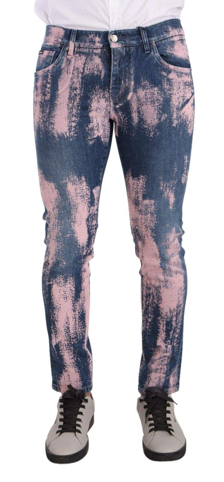 Dolce & Gabbana Blue Pink Tie Dye Cotton Skinny Denim Jeans #men, Blue, Dolce & Gabbana, feed-1, IT48 | M, Jeans & Pants - Men - Clothing at SEYMAYKA