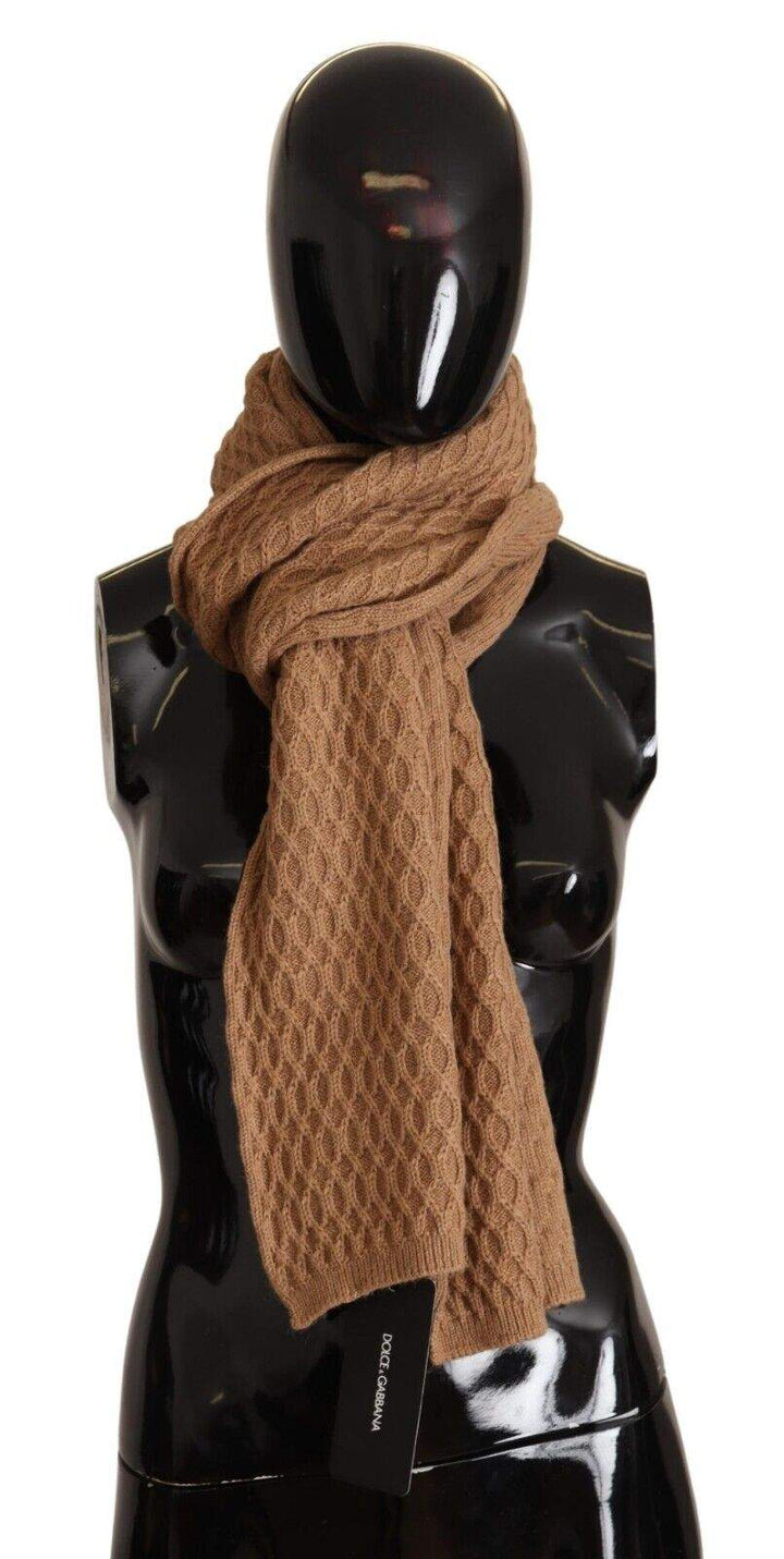 Dolce & Gabbana Dark Brown Wrap Shawl Knitted Camel Scarf Brown, Dolce & Gabbana, feed-1, Scarves - Women - Accessories at SEYMAYKA
