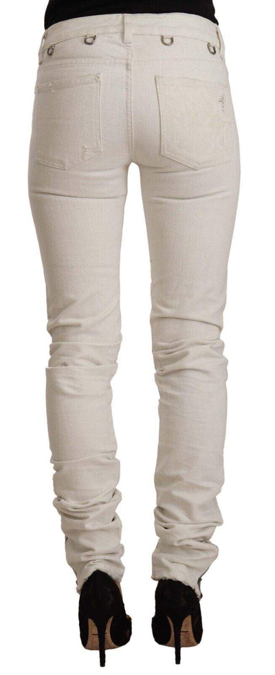 Karl Lagerfeld White Mid Waist Cotton Denim Slim Fit Jeans feed-1, Jeans & Pants - Women - Clothing, Karl Lagerfeld, W26 | IT40, White at SEYMAYKA