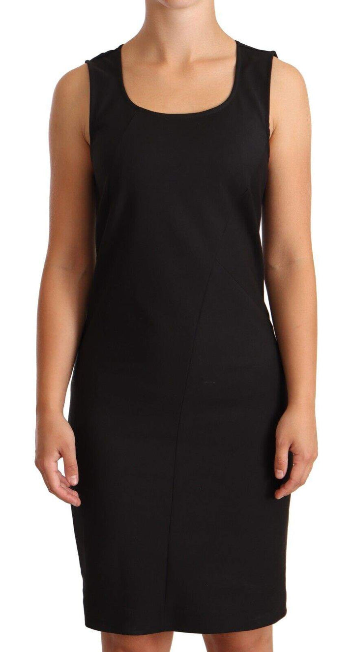 Patrizia Pepe Black Cotton Blend Sleeveless Knee Length Sheath Dress Black, Dresses - Women - Clothing, feed-1, IT42|M, Patrizia Pepe at SEYMAYKA