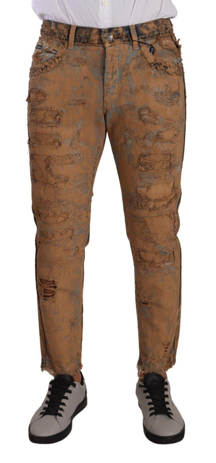 Dolce & Gabbana Brown Distressed Cotton Regular Denim Jeans #men, Brown, Dolce & Gabbana, feed-1, IT48 | M, Jeans & Pants - Men - Clothing at SEYMAYKA