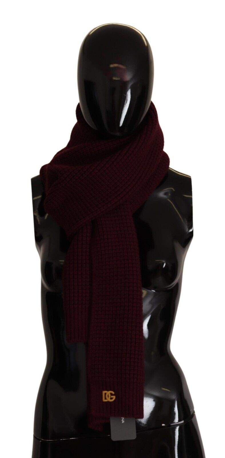 Dolce & Gabbana Dark Red Cashmere Logo Wrap Shawl Knitted Scarf Dolce & Gabbana, feed-1, Red, Scarves - Women - Accessories at SEYMAYKA