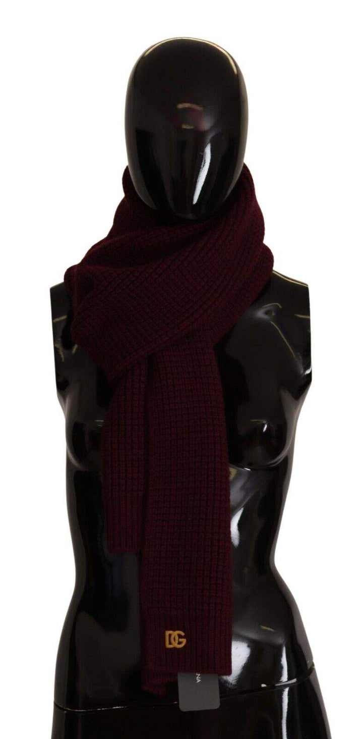 Dolce & Gabbana Dark Red Cashmere Logo Wrap Shawl Knitted Scarf Dolce & Gabbana, feed-1, Red, Scarves - Women - Accessories at SEYMAYKA