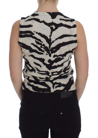 Dolce & Gabbana Zebra 100% Cashmere Knit Top Vest Tank Top #women, Black/White, Dolce & Gabbana, feed-agegroup-adult, feed-color-multicolor, feed-gender-female, IT38|XS, Tops & T-Shirts - Women - Clothing, Women - New Arrivals at SEYMAYKA