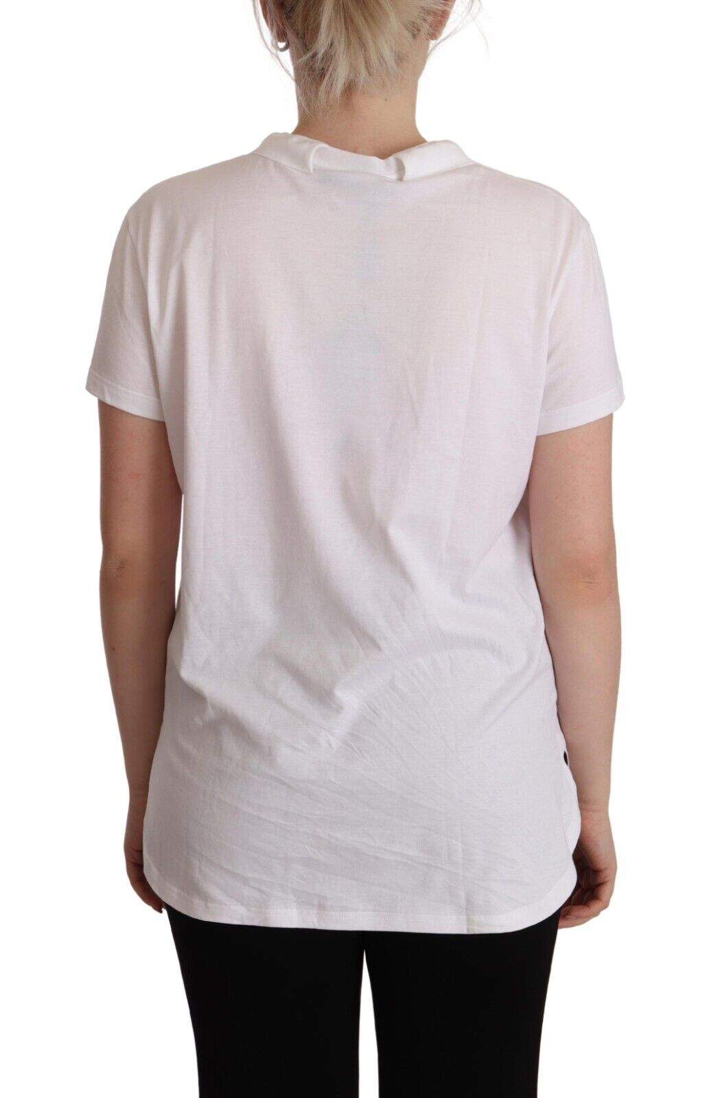 Dolce & Gabbana White DG Crown Print Cotton Collared Neck T-shirt Black/White, Dolce & Gabbana, feed-1, IT44|L, IT46|XL, Tops & T-Shirts - Women - Clothing at SEYMAYKA