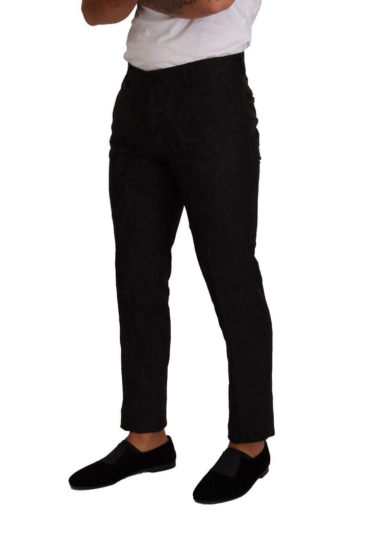 Dolce & Gabbana Black Floral Brocade Slim Dress Pants #men, Black, Dolce & Gabbana, feed-1, IT48 | M, Jeans & Pants - Men - Clothing at SEYMAYKA