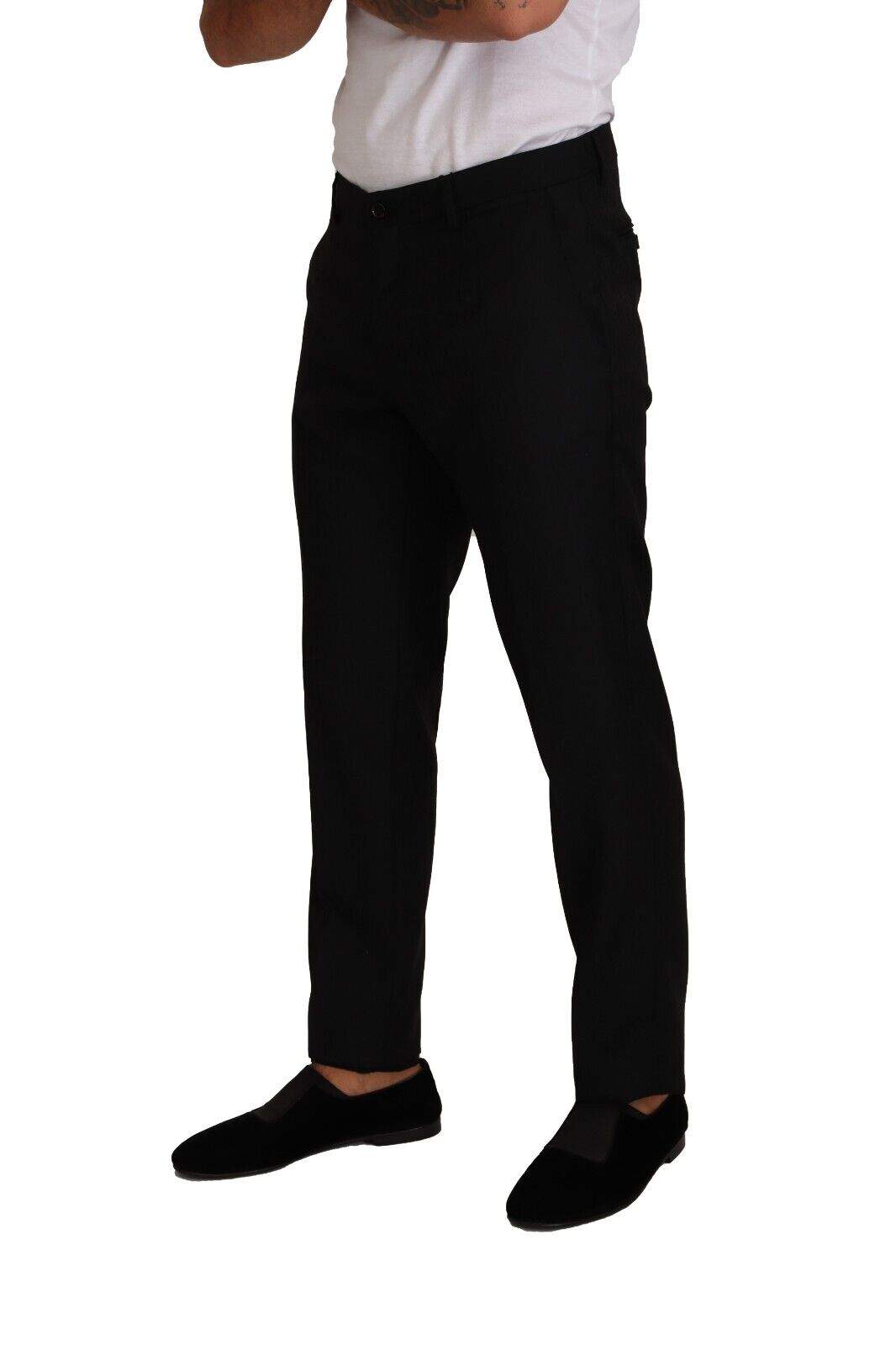Dolce & Gabbana Black Wool DG LOGO Trouser Dress Pants #men, Black, Dolce & Gabbana, feed-1, IT50 | L, Jeans & Pants - Men - Clothing at SEYMAYKA