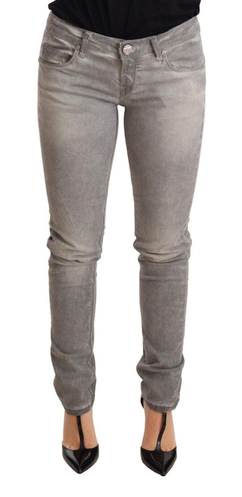 Acht Light Gray Washed Cotton Slim Fit Denim  Trouser Jeans Acht, feed-1, Gray, Jeans & Pants - Women - Clothing, W26 at SEYMAYKA