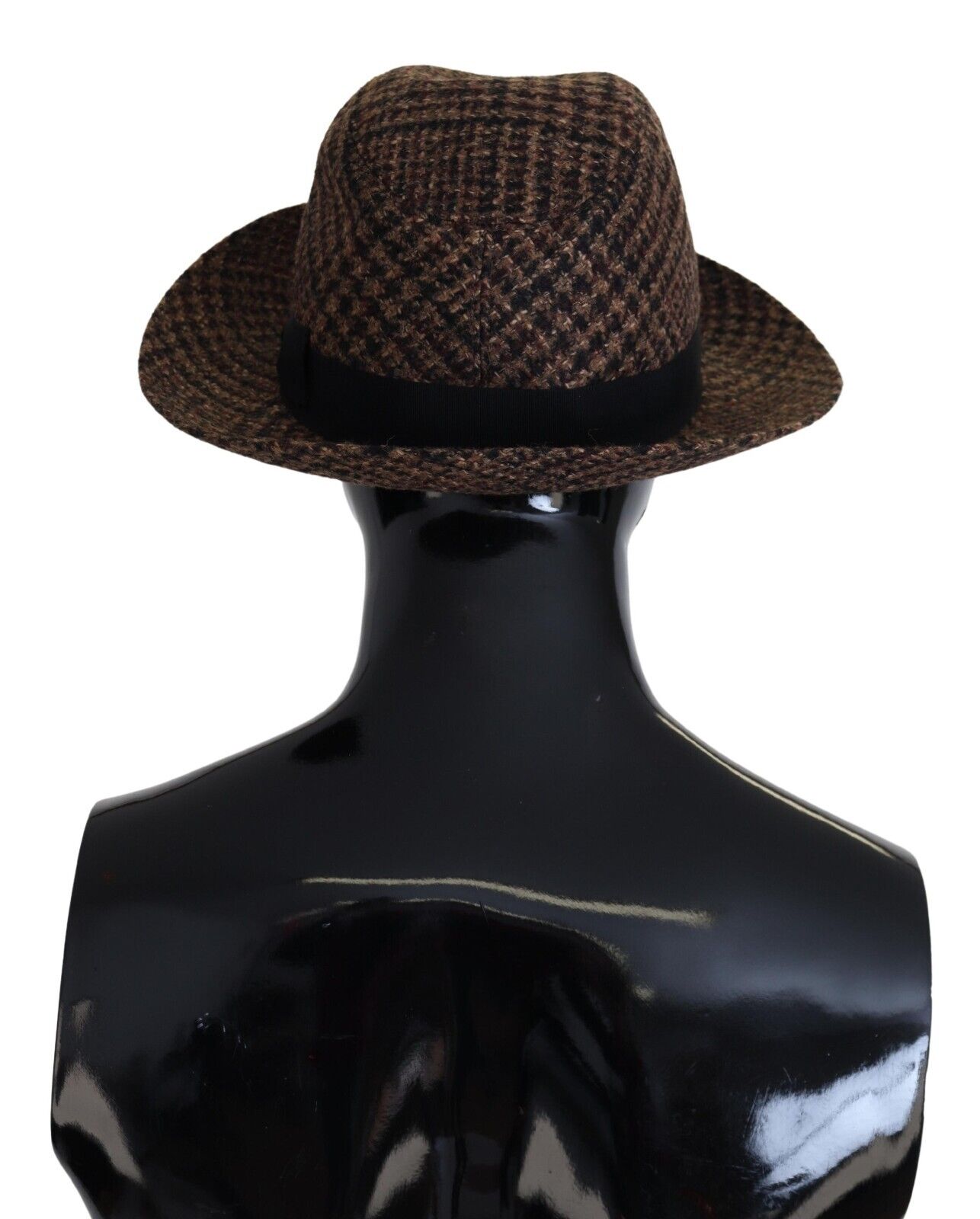 Dolce & Gabbana Brown Tweed Wool Logo Fedora Trilby Hat