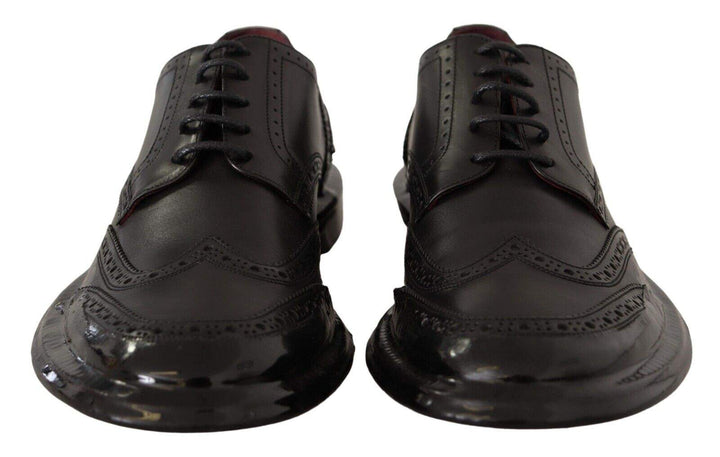Dolce & Gabbana Black Leather Oxford Wingtip Formal Derby Shoes #men, Black, Dolce & Gabbana, EU43/US10, feed-1, Formal - Men - Shoes at SEYMAYKA