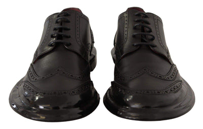 Dolce & Gabbana Black Leather Oxford Wingtip Formal Derby Shoes #men, Black, Dolce & Gabbana, EU43/US10, feed-1, Formal - Men - Shoes at SEYMAYKA