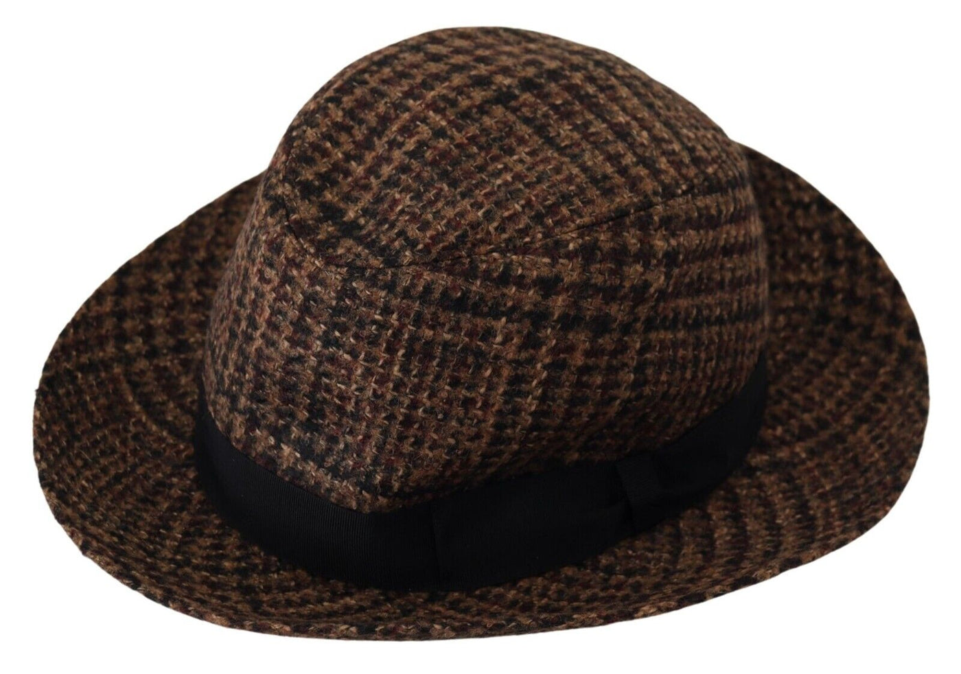 Dolce & Gabbana Brown Tweed Wool Logo Fedora Trilby Hat