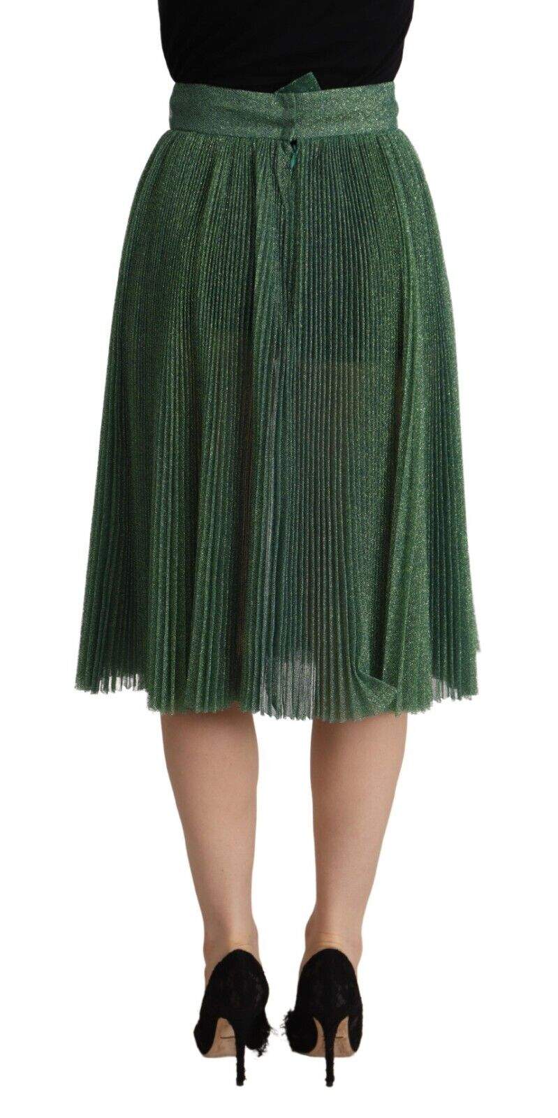 Dolce & Gabbana Metallic Green High Waist A-line Pleated Skirt Dolce & Gabbana, feed-1, Green, IT40|S, Skirts - Women - Clothing at SEYMAYKA