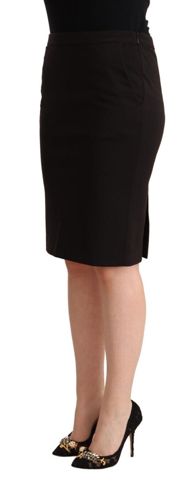 GF Ferre Black Straight Pencil Cut Knee Length Skirt