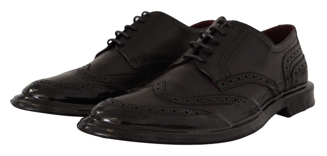 Dolce & Gabbana Black Leather Oxford Wingtip Formal Derby Shoes #men, Black, Dolce & Gabbana, EU43/US10, feed-1, Formal - Men - Shoes at SEYMAYKA