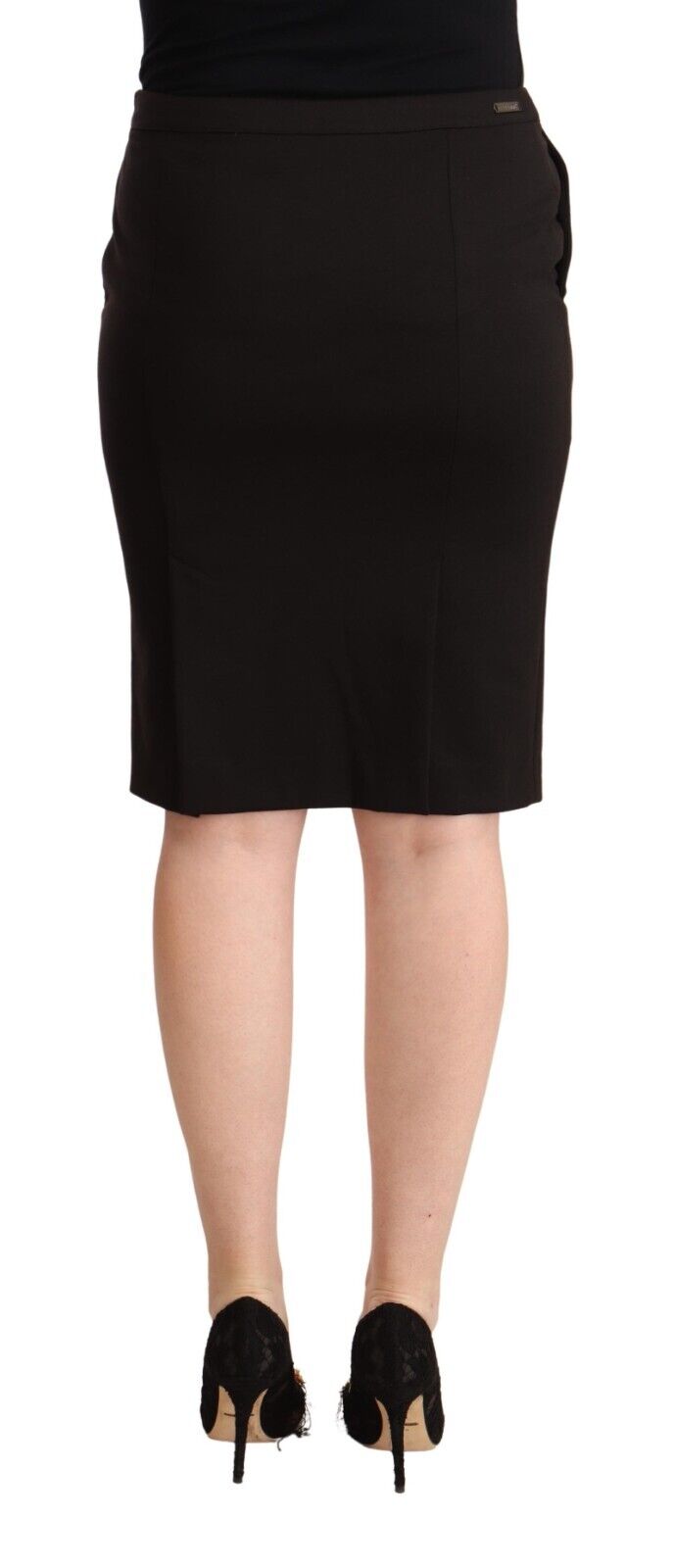 GF Ferre Black Straight Pencil Cut Knee Length Skirt