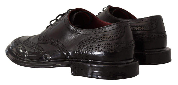 Dolce & Gabbana Black Leather Oxford Wingtip Formal Derby Shoes #men, Black, Dolce & Gabbana, EU43/US10, feed-1, Formal - Men - Shoes at SEYMAYKA