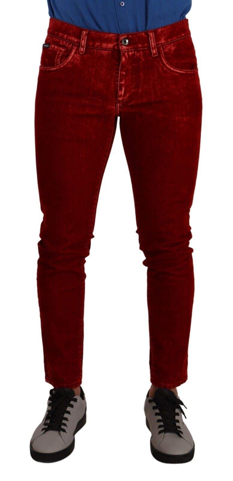 Dolce & Gabbana Red Cotton Stretch Skinny Denim Trouser Jeans #men, Dolce & Gabbana, feed-1, IT48 | M, Jeans & Pants - Men - Clothing, Red at SEYMAYKA