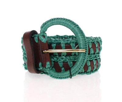 Dolce & Gabbana Green Raffia Woven Waist Leather Wide Belt 65 cm / 26 Inches, Belts - Women - Accessories, Dolce & Gabbana, feed-agegroup-adult, feed-color-Green, feed-gender-female, Green at SEYMAYKA