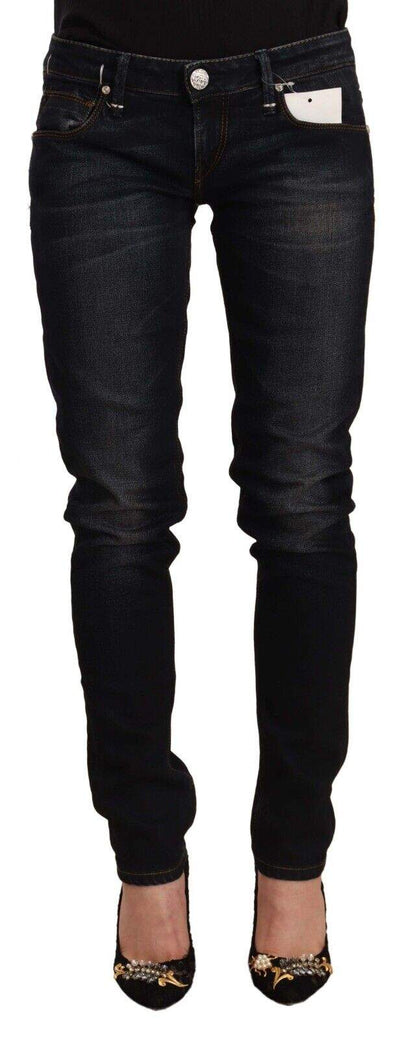 Acht Black Washed Cotton Low Waist Slim Fit Denim Jeans Acht, Black, feed-1, Jeans & Pants - Women - Clothing, W26 at SEYMAYKA
