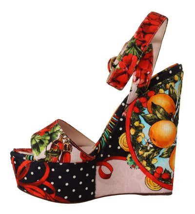 Dolce & Gabbana Multicolor Brocade Platform Heels Sandals Dolce & Gabbana, EU37/US6.5, feed-1, Multicolor, Sandals - Women - Shoes at SEYMAYKA
