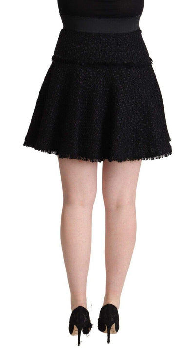 Dolce & Gabbana Black Knitted Nylon High Waist Mini A-line Skirt Black, Dolce & Gabbana, feed-1, IT40|S, Skirts - Women - Clothing at SEYMAYKA