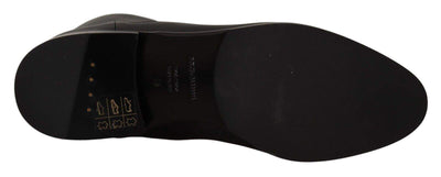 Dolce & Gabbana Black Leather Flats Logo Short Boots Black, Boots - Women - Shoes, Dolce & Gabbana, EU36/US5.5, feed-1 at SEYMAYKA