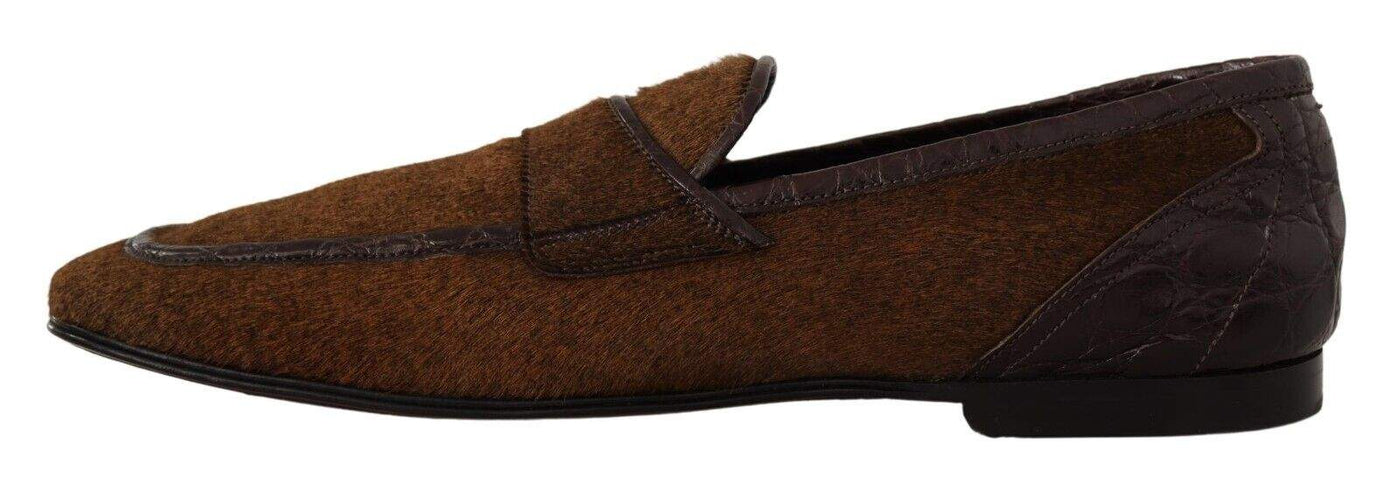 Dolce & Gabbana Brown Exotic Leather  Slip On Loafers Shoes #men, Brown, Dolce & Gabbana, EU44/US11, feed-1, Loafers - Men - Shoes at SEYMAYKA