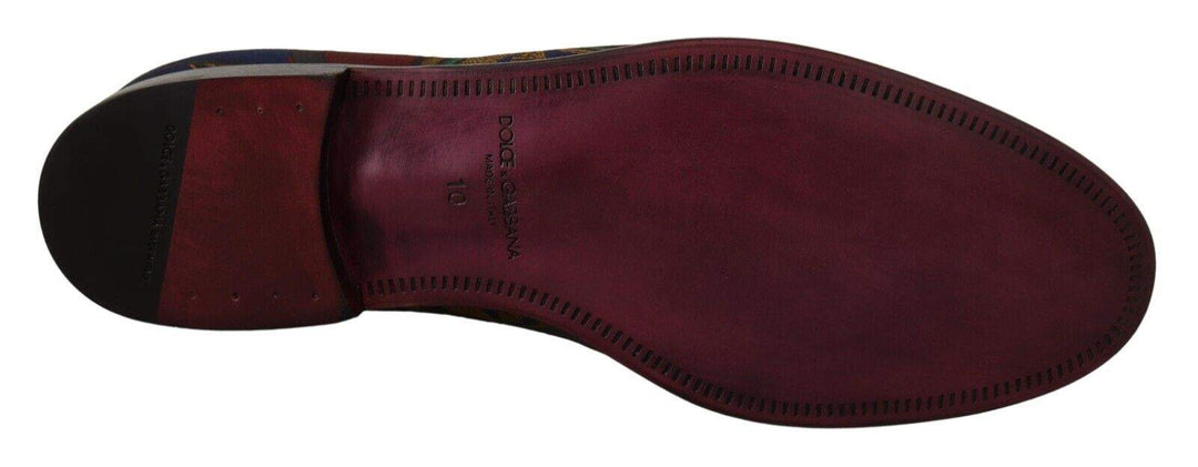 Dolce & Gabbana Multicolor Jacquard Crown Slippers Loafers Shoes #men, Dolce & Gabbana, EU44/US11, feed-1, Loafers - Men - Shoes, Multicolor at SEYMAYKA