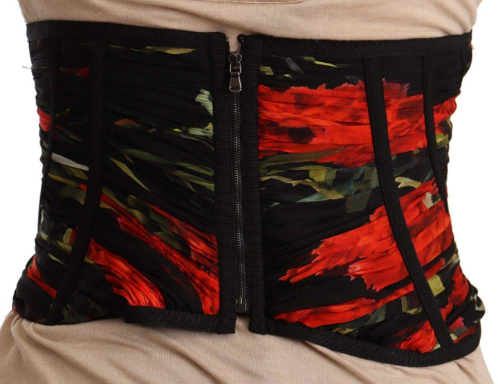 Dolce & Gabbana Black Corset Belt Stretch Waist Strap Silk Top Black, Dolce & Gabbana, feed-1, IT46|XL, Tops & T-Shirts - Women - Clothing at SEYMAYKA