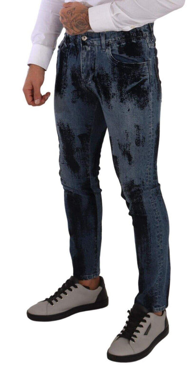 Dolce & Gabbana Blue Black Cotton Skinny Denim Jeans #men, Blue, Dolce & Gabbana, feed-1, IT48 | M, Jeans & Pants - Men - Clothing at SEYMAYKA