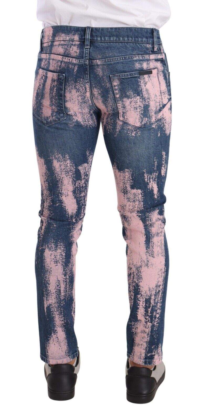 Dolce & Gabbana Blue Pink Tie Dye Cotton Skinny Denim Jeans #men, Blue, Dolce & Gabbana, feed-1, IT48 | M, Jeans & Pants - Men - Clothing at SEYMAYKA