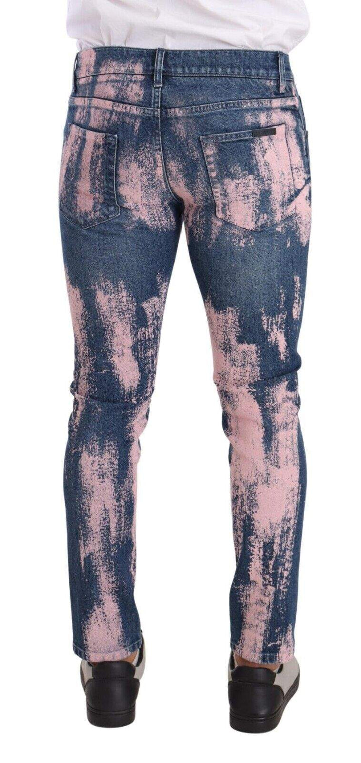 Dolce & Gabbana Blue Pink Tie Dye Cotton Skinny Denim Jeans #men, Blue, Dolce & Gabbana, feed-1, IT48 | M, Jeans & Pants - Men - Clothing at SEYMAYKA