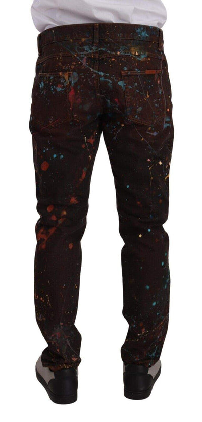 Dolce & Gabbana Brown Splash Color Cotton Regular Denim Jeans #men, Brown, Dolce & Gabbana, feed-1, IT52 | XL, Jeans & Pants - Men - Clothing at SEYMAYKA