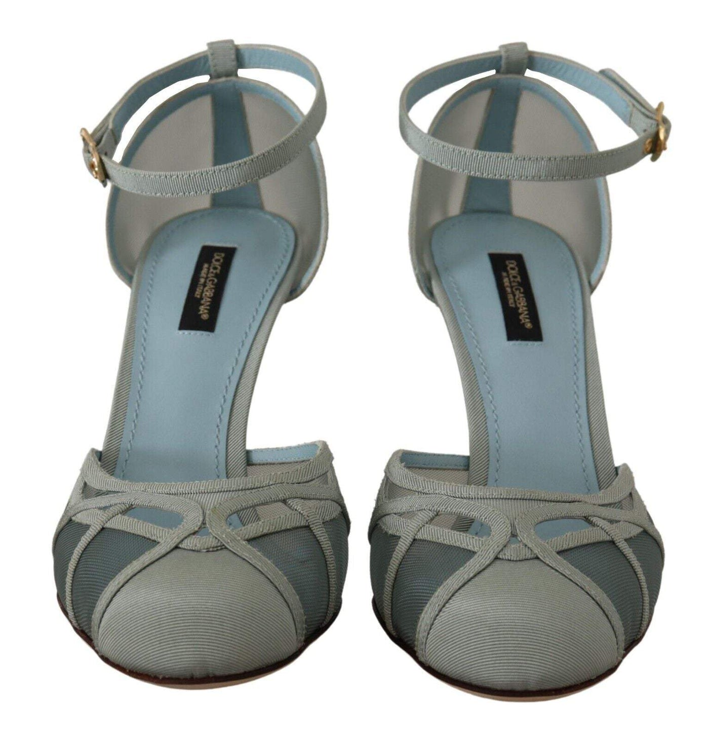Dolce & Gabbana Blue Mesh Ankle Strap Heels Sandals Shoes Blue, Dolce & Gabbana, EU39/US8.5, feed-1, Sandals - Women - Shoes at SEYMAYKA