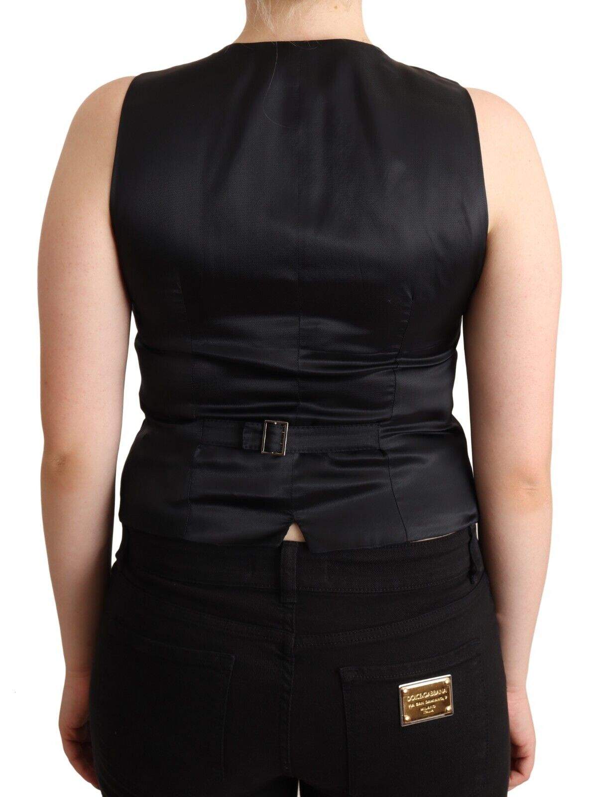 Dolce & Gabbana Black Button Down Sleeveless Viscose Vest Top Black, Dolce & Gabbana, feed-1, IT36|XXS, IT38|XS, IT40|S, IT42|M, IT44|L, IT46|XL, Tops & T-Shirts - Women - Clothing at SEYMAYKA