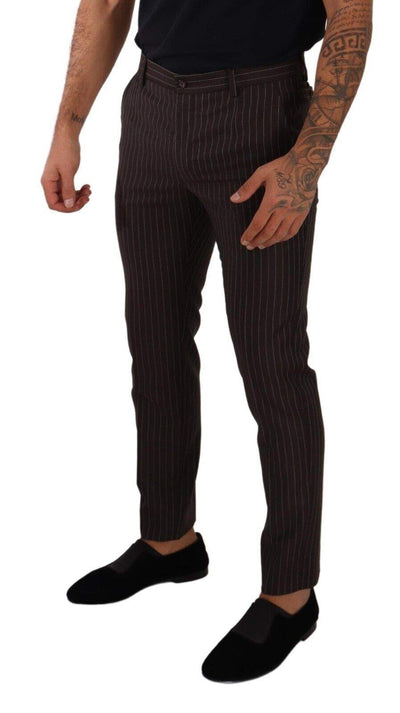 Dolce & Gabbana Brown Striped Wool Formal Trouser Dress Pants #men, Brown, Dolce & Gabbana, feed-1, IT48 | M, Jeans & Pants - Men - Clothing at SEYMAYKA