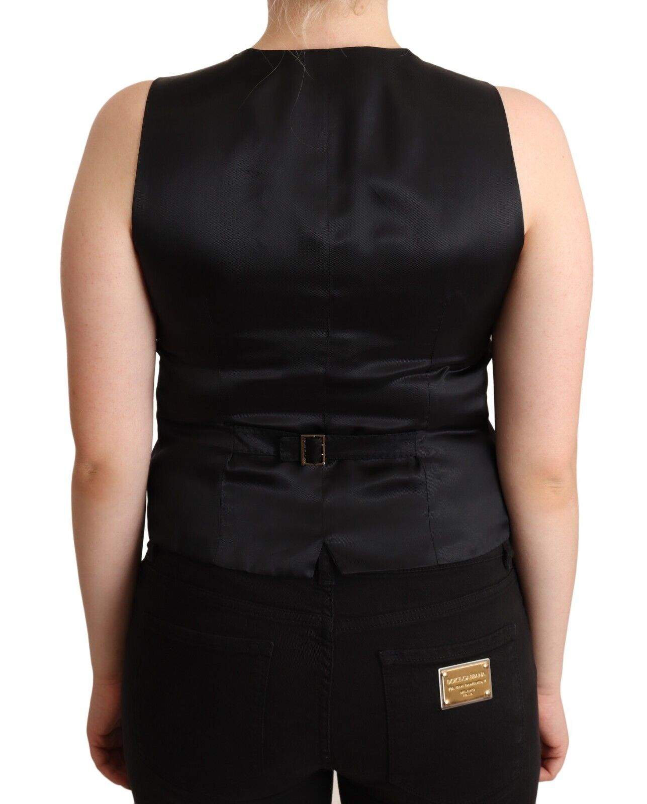 Dolce & Gabbana Black Button Down Sleeveless Vest  Viscose Top Black, Dolce & Gabbana, feed-1, IT42|M, Tops & T-Shirts - Women - Clothing at SEYMAYKA