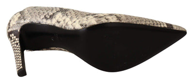 SOFIA Gray Snake Skin Leather Stiletto High Heels Pumps Shoes EU37/US6.5, feed-1, Gray, Pumps - Women - Shoes, SOFIA at SEYMAYKA