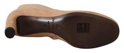 DEL CARLO Beige Suede Leather Mid Heels Pump Boot Beige, Boots - Women - Shoes, DEL CARLO, EU36/US5.5, feed-1 at SEYMAYKA