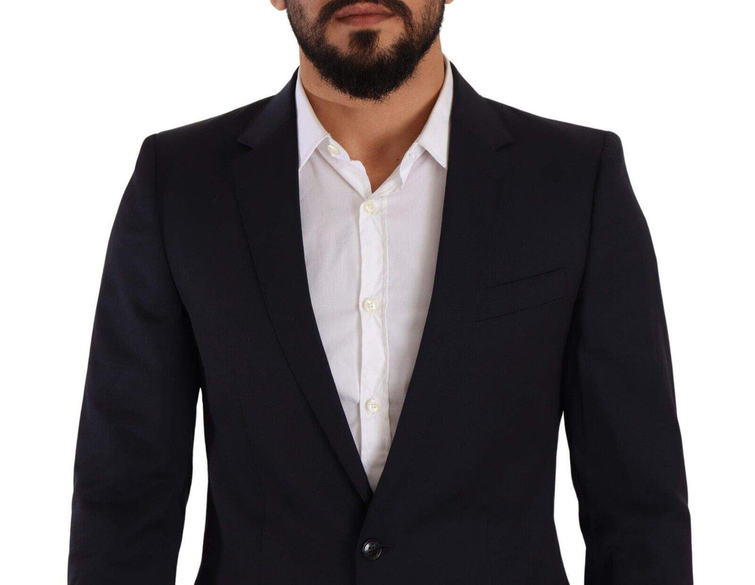 Dolce & Gabbana Dark Blue Single Breasted Coat MARTINI Blazer #men, Blazers - Men - Clothing, Blue, Dolce & Gabbana, feed-1, IT46 | S at SEYMAYKA