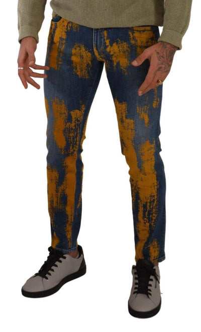 Dolce & Gabbana Blue Yellow Dye Cotton Skinny  Denim Jeans #men, Blue, Dolce & Gabbana, feed-1, IT44 | XS, IT46 | S, IT48 | M, IT50 | L, IT52 | XL, IT54 | XL, Jeans & Pants - Men - Clothing at SEYMAYKA